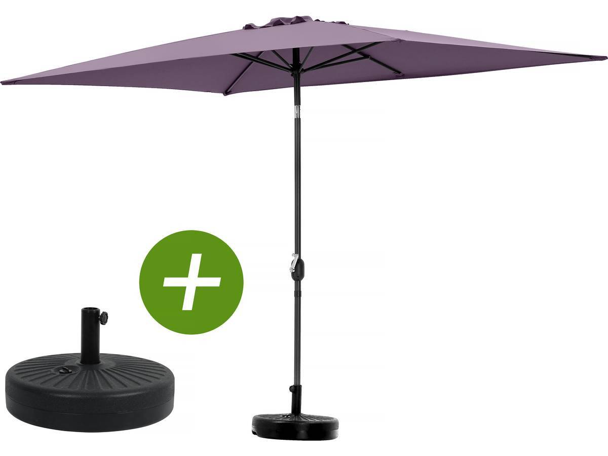 Habitat Et Jardin - Parasol Jardin "sol 2" - Rectangle - 2 X 3 M - Violet + Dalles à Lester Incluses -habitat Et Jardin - Image 1