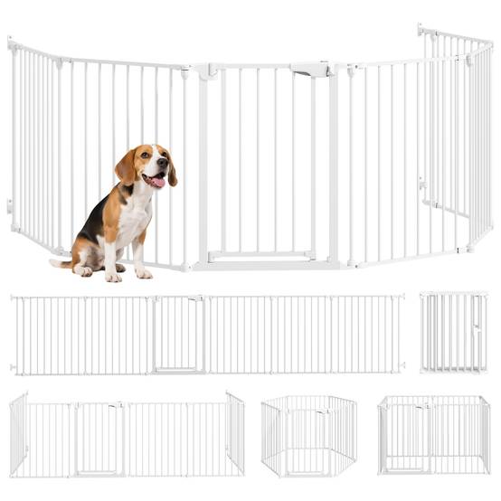 Barrière pliable pour chien, clôture pour animaux de compagnie à 6 panneaux, barrière à double verrouillage pour escaliers et couloirs, blanche - Image 1