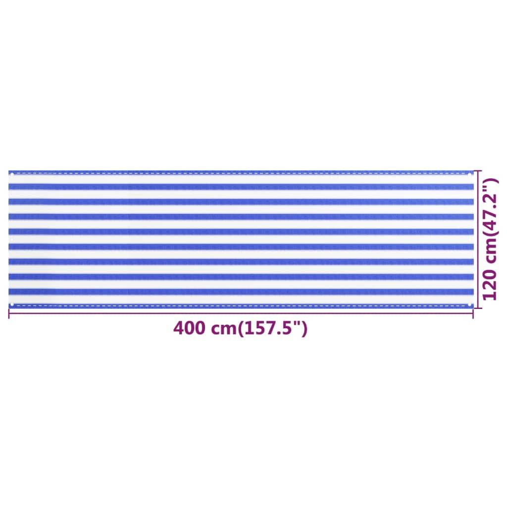 Helloshop26 - Écran de balcon brise pare vue protection confidentialité 120 x 400 cm PEHD bleu et blanc - Imagen 5