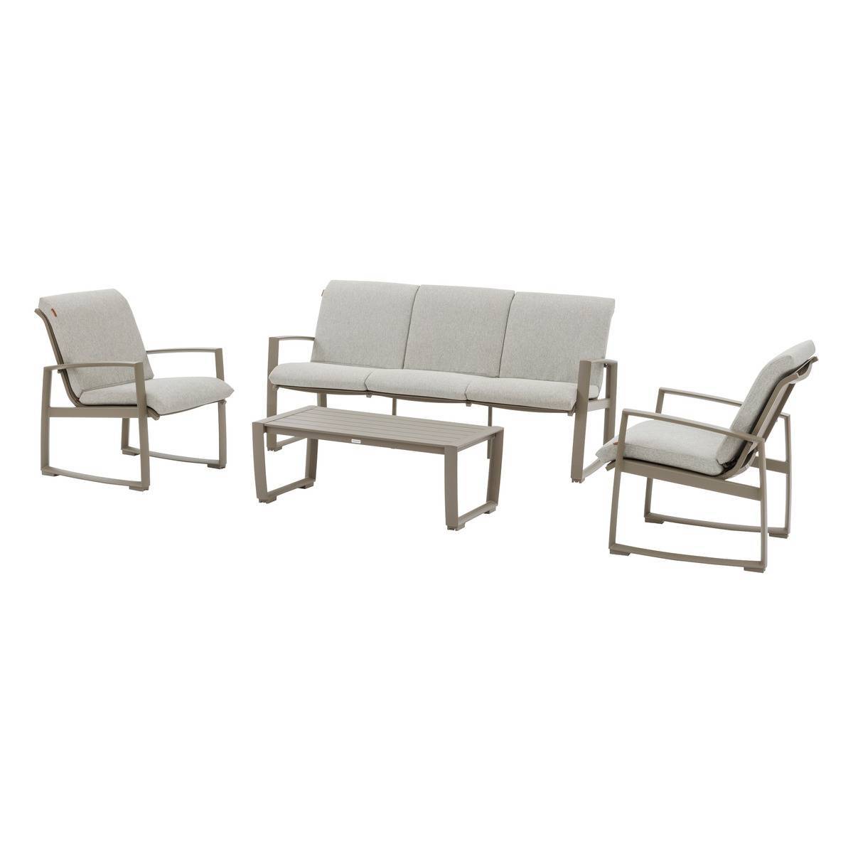 Hesperide - Salon de jardin "Boreane" Noisette & café 5 places en aluminium texaline et polyester Hespéride - Image 1