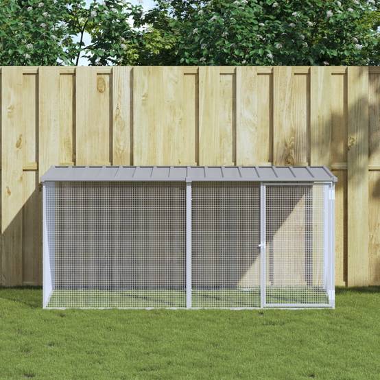 Vidaxl - Cage à poulets avec toit gris clair 203 x 98 x 90 cm en acier galvanisé vidaXL 3189054 - Image 1
