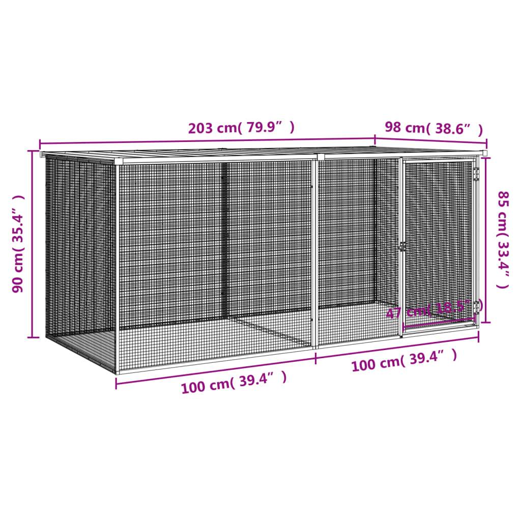 Vidaxl - Cage à poulets avec toit gris clair 203 x 98 x 90 cm en acier galvanisé vidaXL 3189054 - Image 3