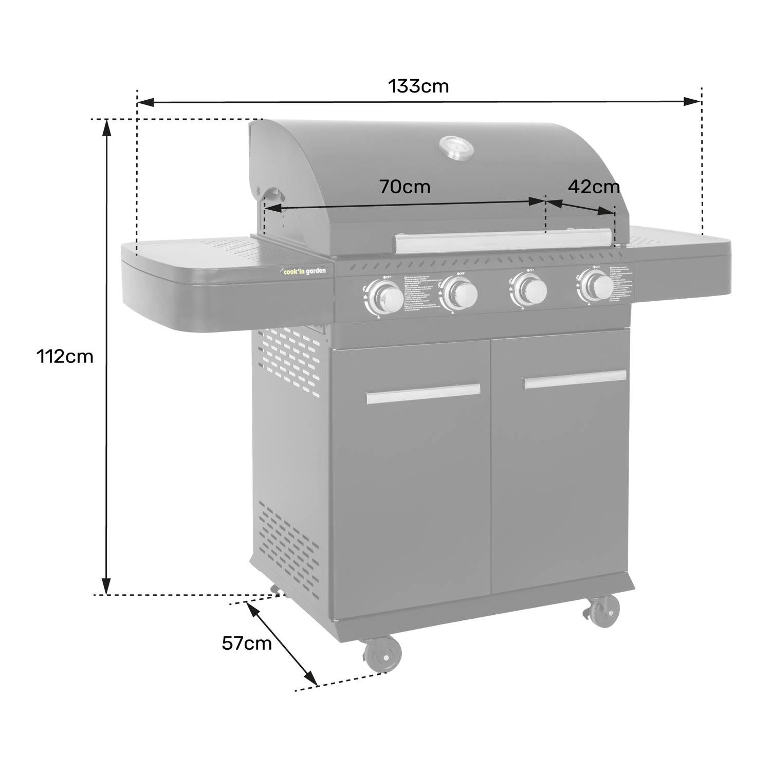 Cook in Garden - Barbecue au gaz FYRA avec thermomètre - 4 brûleurs - COOK'IN GARDEN - Imagen 7