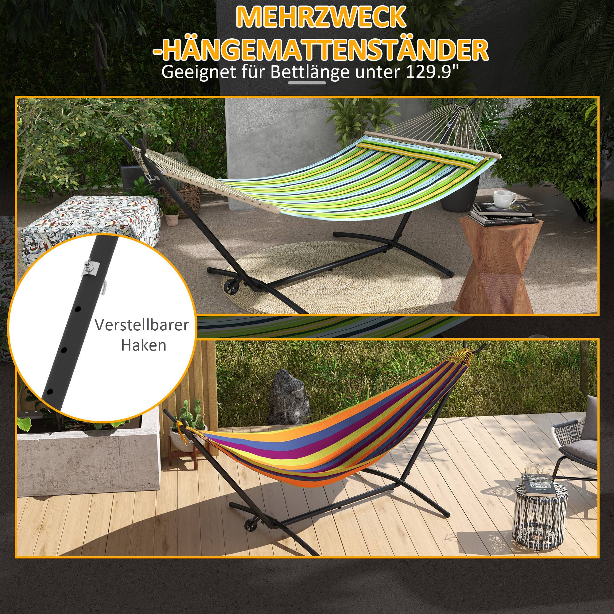 Cadre de hamac pour support Hamac, résistant aux intempéries, taille réglable, 290 cm x 120 cm x 115 cm, noir - Image 5