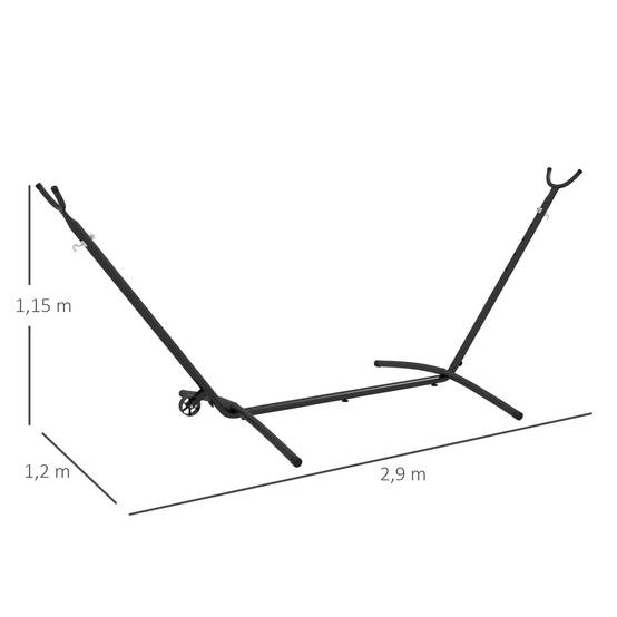 Cadre de hamac pour support Hamac, résistant aux intempéries, taille réglable, 290 cm x 120 cm x 115 cm, noir - Image 3