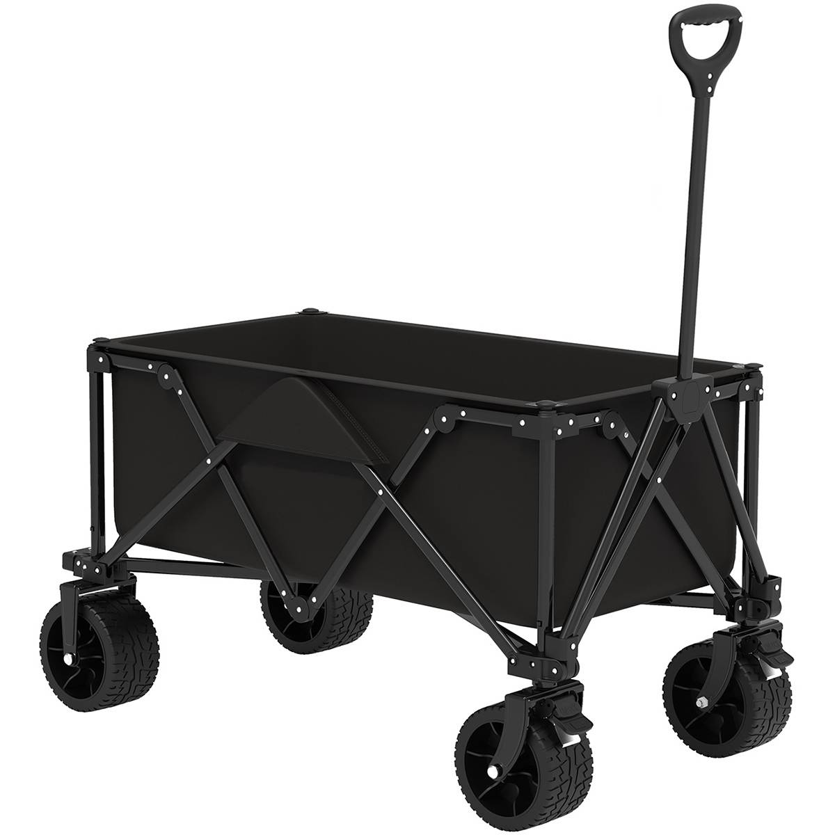Gt Garden - Chariot de transport pliable noir avec roues tout terrain - GT GARDEN - Image 2