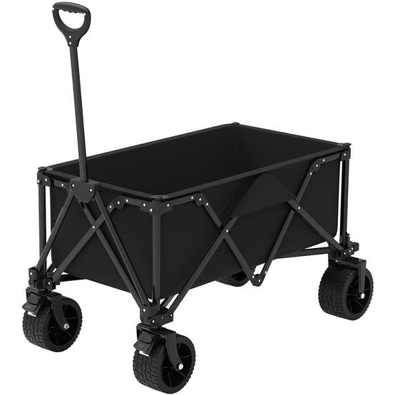 Gt Garden - Chariot de transport pliable noir avec roues tout terrain - GT GARDEN - Image 1