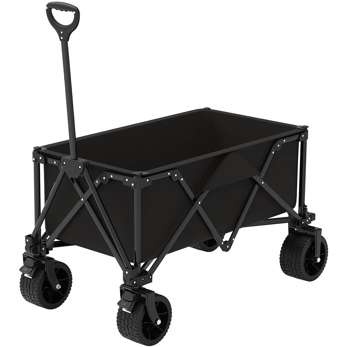 Gt Garden - Chariot de transport pliable noir avec roues tout terrain - GT GARDEN - Image 1