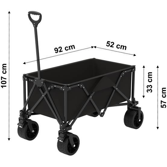 Gt Garden - Chariot de transport pliable noir avec roues tout terrain - GT GARDEN - Image 4