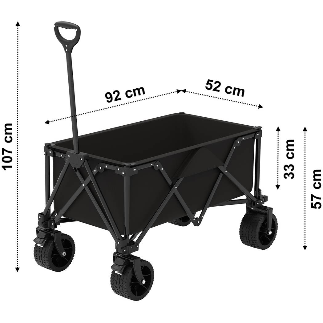 Gt Garden - Chariot de transport pliable noir avec roues tout terrain - GT GARDEN - Image 4