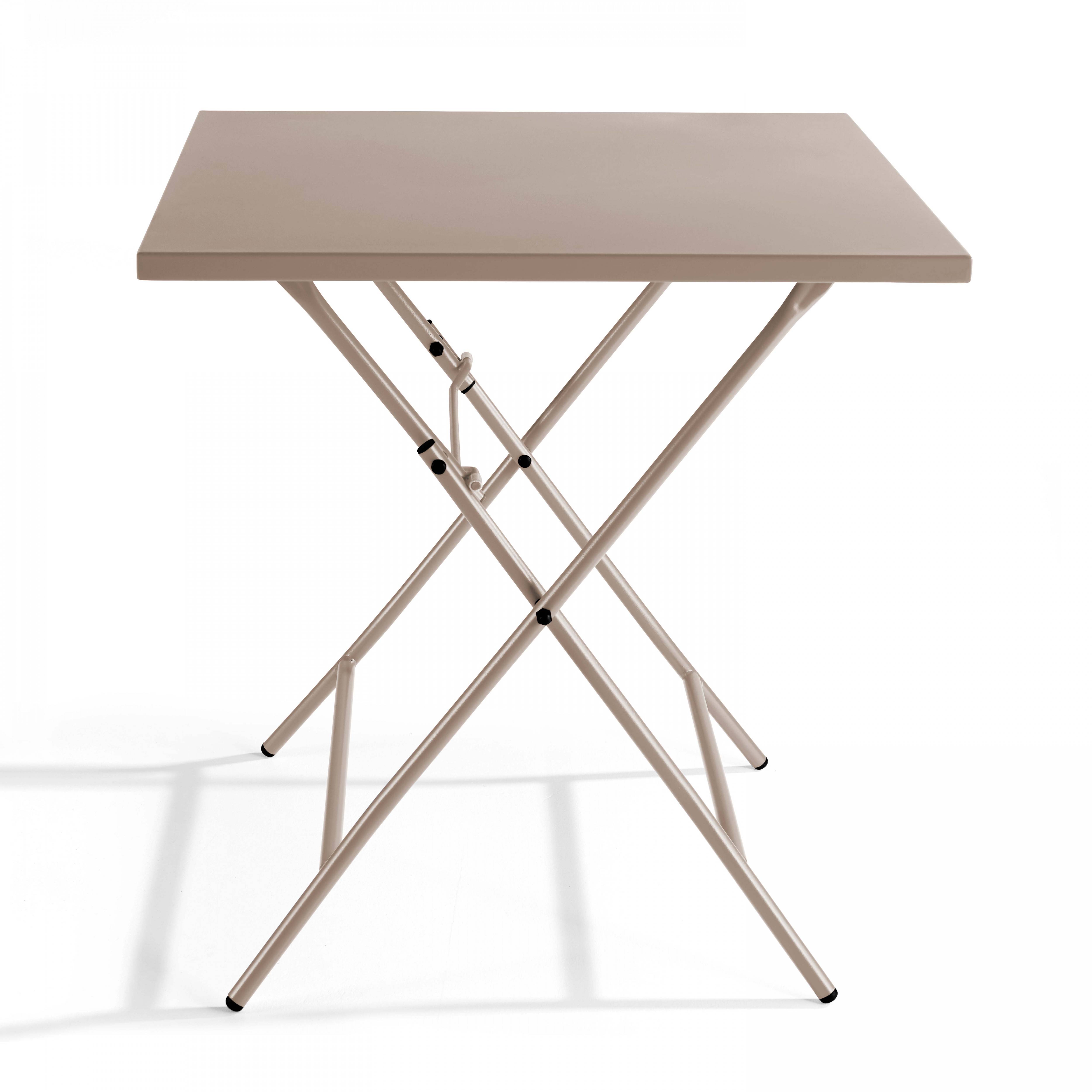 Oviala - Table de jardin pliante carrée en acier 70 cm 4 places taupe Palavas - Oviala - Imagen 2