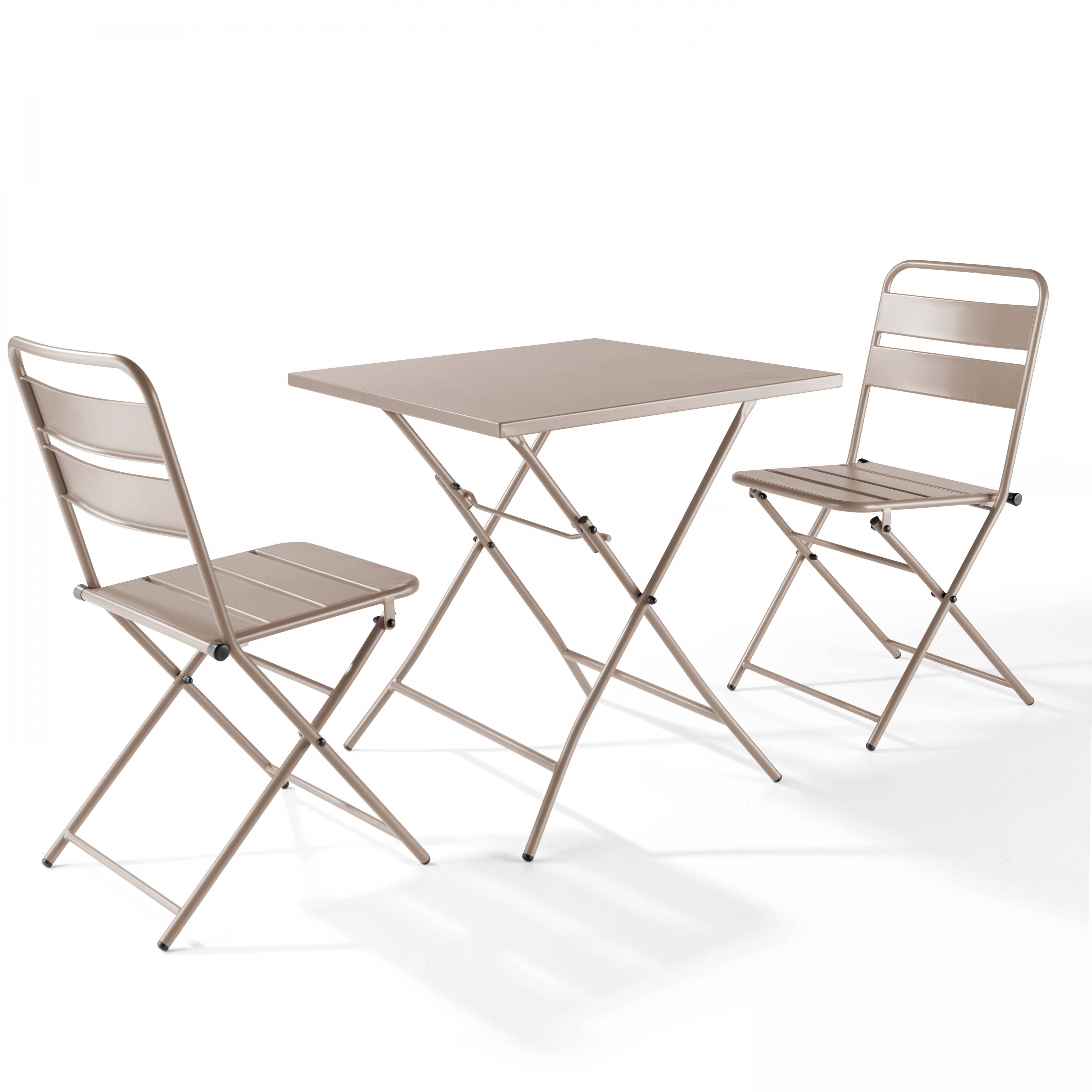 Oviala - Table de jardin pliante carrée en acier 70 cm 4 places taupe Palavas - Oviala - Imagen 4