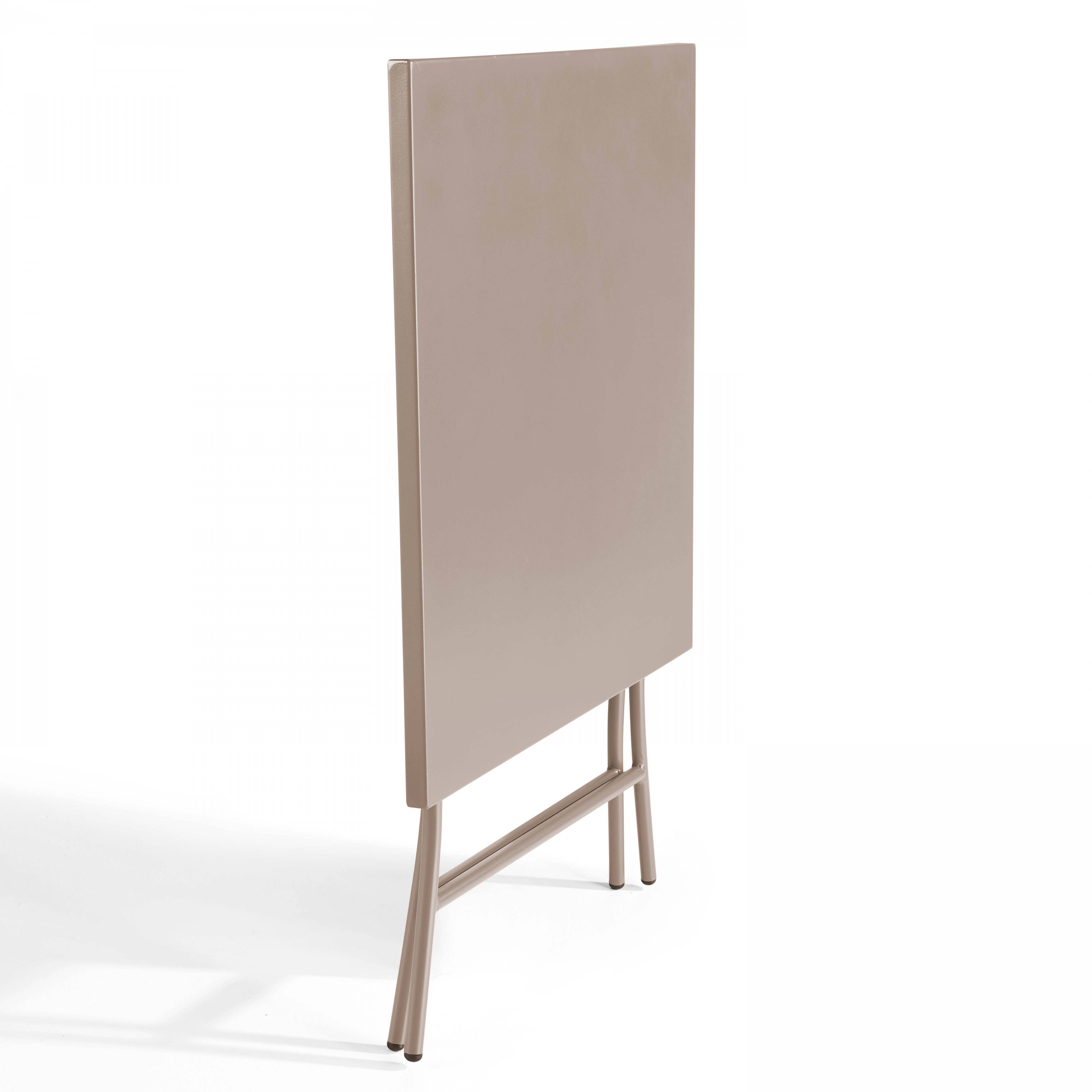 Oviala - Table de jardin pliante carrée en acier 70 cm 4 places taupe Palavas - Oviala - Imagen 3