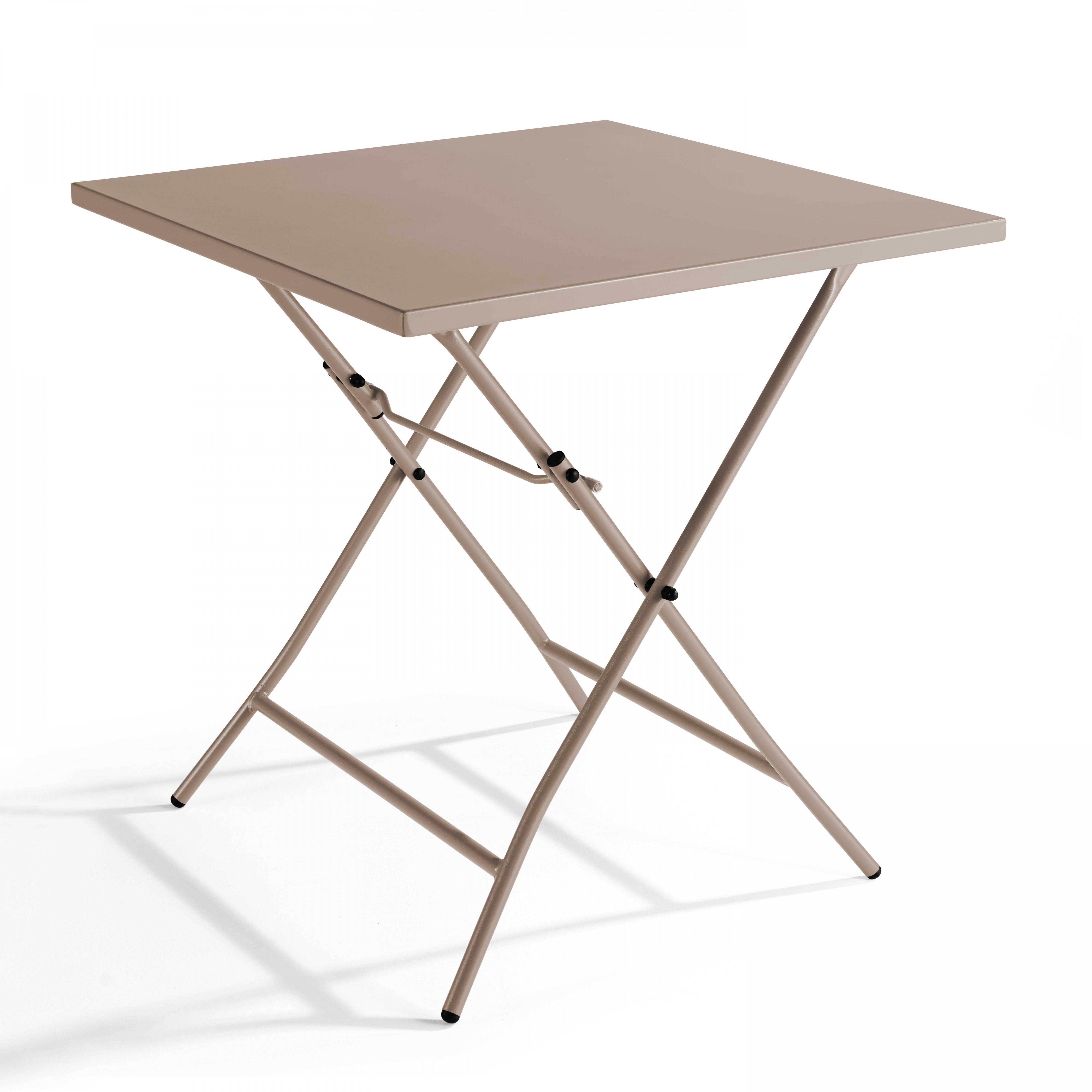 Oviala - Table de jardin pliante carrée en acier 70 cm 4 places taupe Palavas - Oviala - Imagen 1