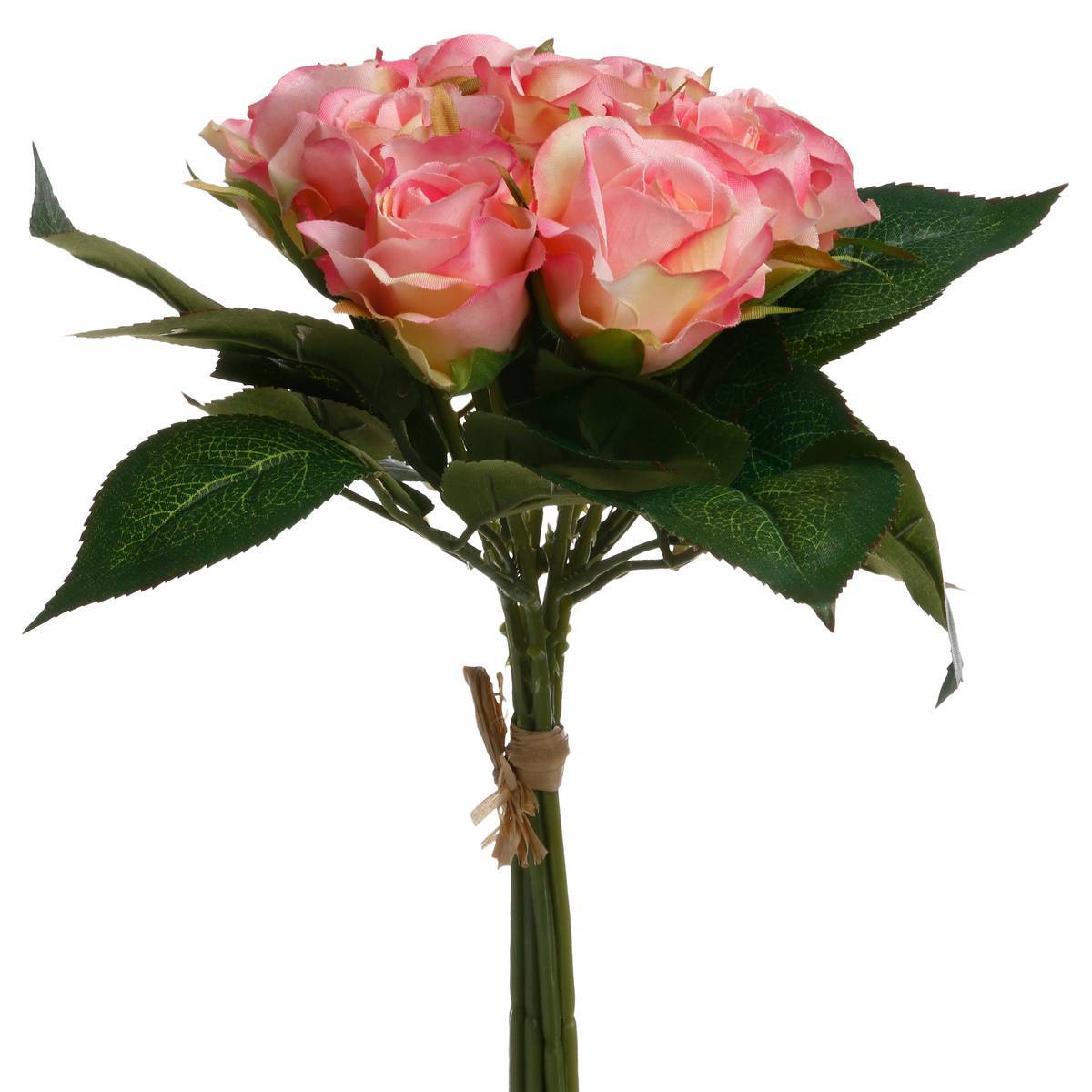 Atmosphera - Bouquet de 9 roses artificielles rose H24cm - Atmosphera Créateur d'intérieur - Image 1