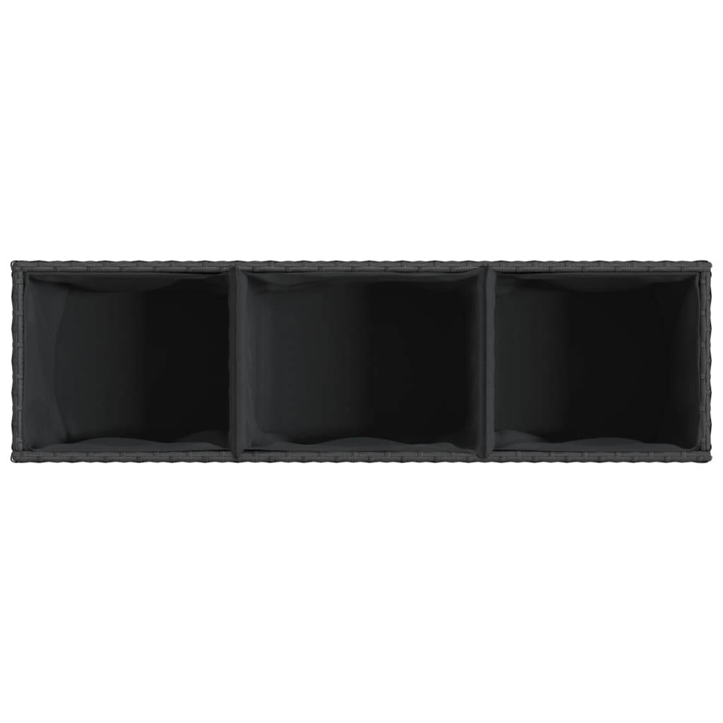 ComfortXL - Jardinière rectangulaire Résine Tressée 3 Bacs pour Plantes aromatiques Balcon 105x30x32 cm Noir - ComfortXL Outdoor Living - Image 8