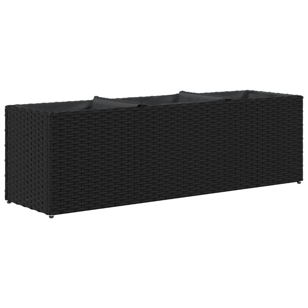 ComfortXL - Jardinière rectangulaire Résine Tressée 3 Bacs pour Plantes aromatiques Balcon 105x30x32 cm Noir - ComfortXL Outdoor Living - Image 7