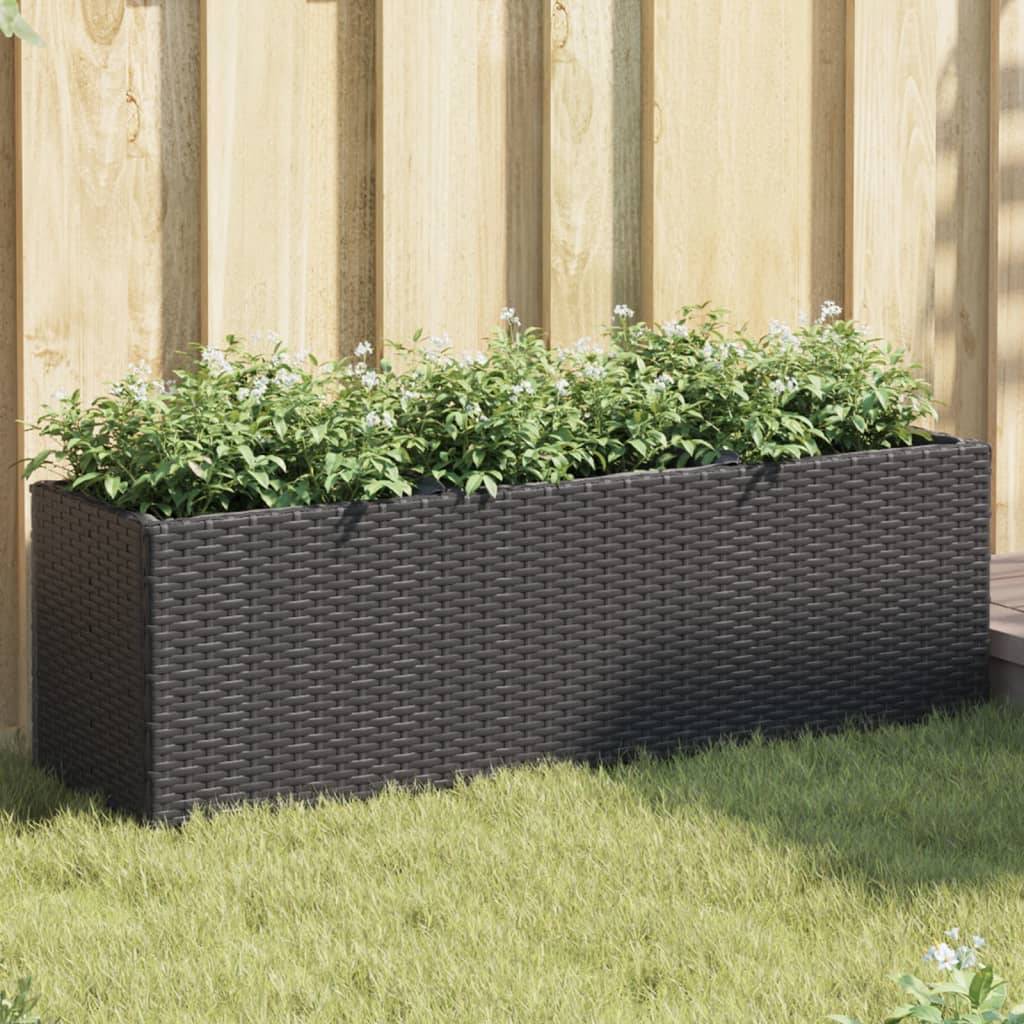 ComfortXL - Jardinière rectangulaire Résine Tressée 3 Bacs pour Plantes aromatiques Balcon 105x30x32 cm Noir - ComfortXL Outdoor Living - Image 1