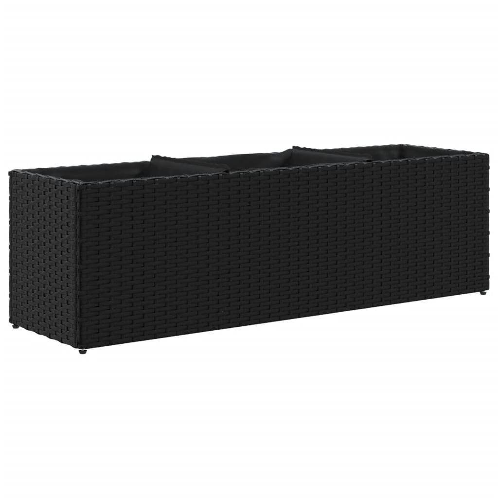 ComfortXL - Jardinière rectangulaire Résine Tressée 3 Bacs pour Plantes aromatiques Balcon 105x30x32 cm Noir - ComfortXL Outdoor Living - Image 2