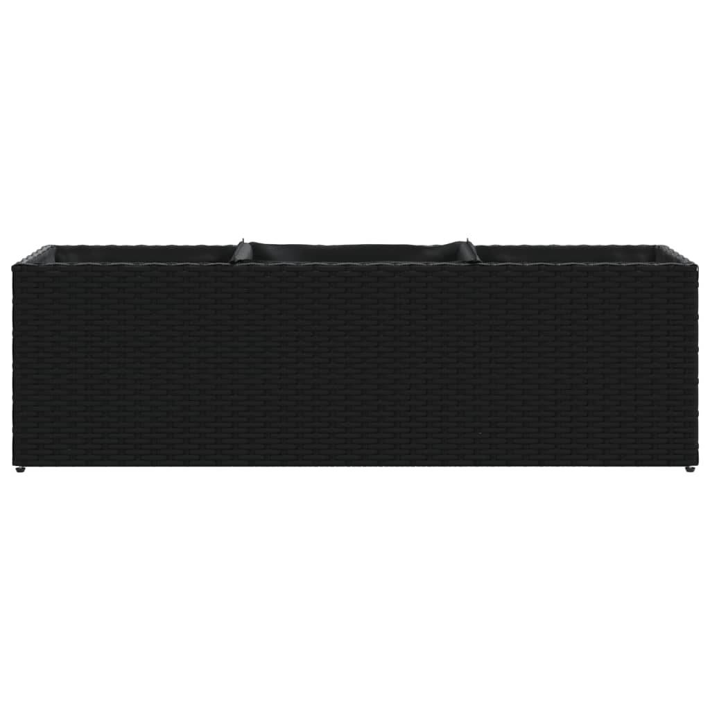 ComfortXL - Jardinière rectangulaire Résine Tressée 3 Bacs pour Plantes aromatiques Balcon 105x30x32 cm Noir - ComfortXL Outdoor Living - Image 5