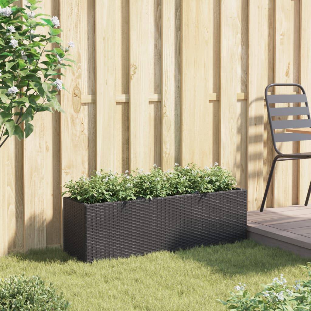 ComfortXL - Jardinière rectangulaire Résine Tressée 3 Bacs pour Plantes aromatiques Balcon 105x30x32 cm Noir - ComfortXL Outdoor Living - Image 3