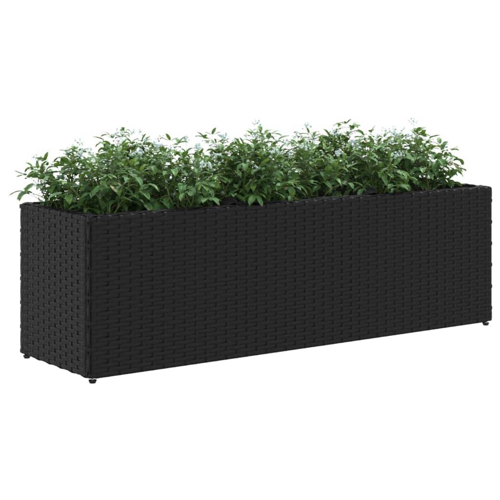 ComfortXL - Jardinière rectangulaire Résine Tressée 3 Bacs pour Plantes aromatiques Balcon 105x30x32 cm Noir - ComfortXL Outdoor Living - Image 4