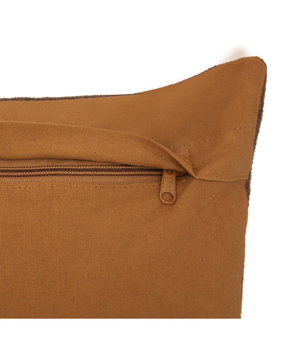 Coussin décoratif déhoussable en coton motifs brodés Ocre 30 x 50 cm - Imagen 2