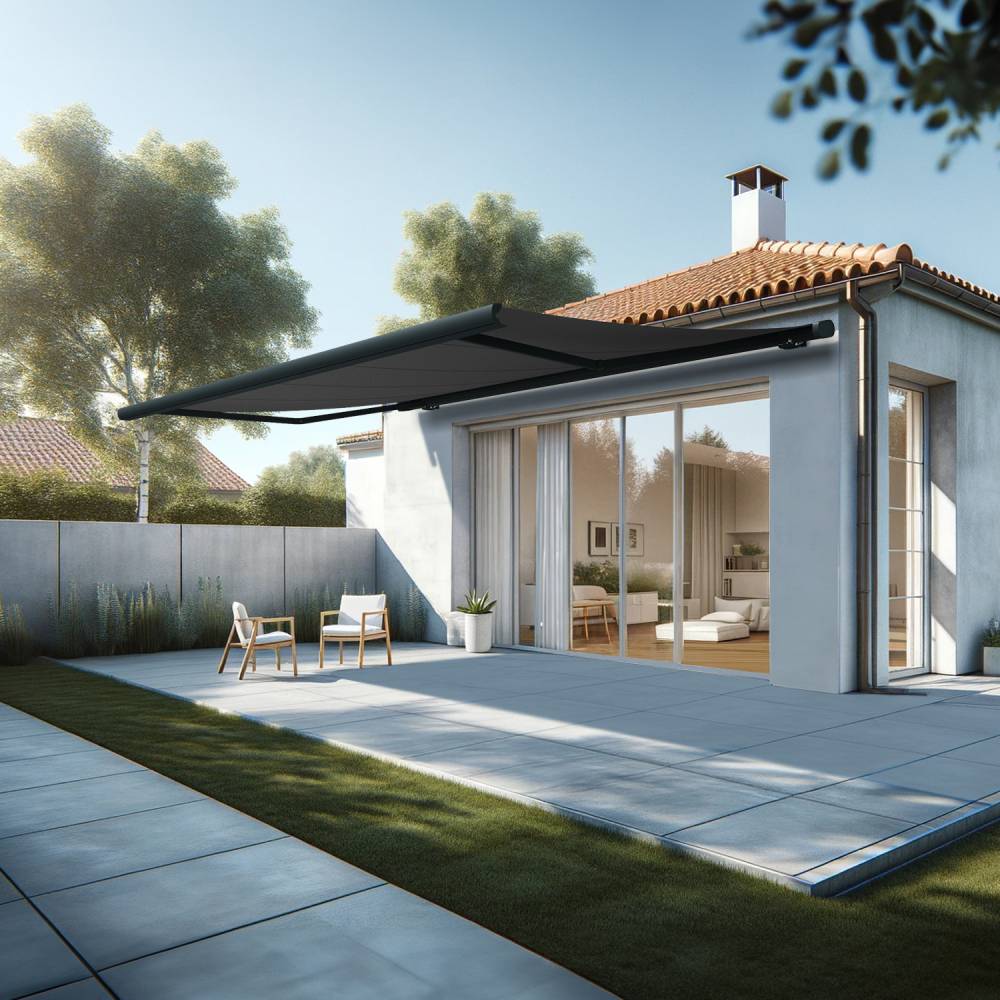 Store banne coffre MEEL 5,00x3,00m (Manuelle - Gris Graphite - Gris anthracite) - Alia Productions - Imagen 1
