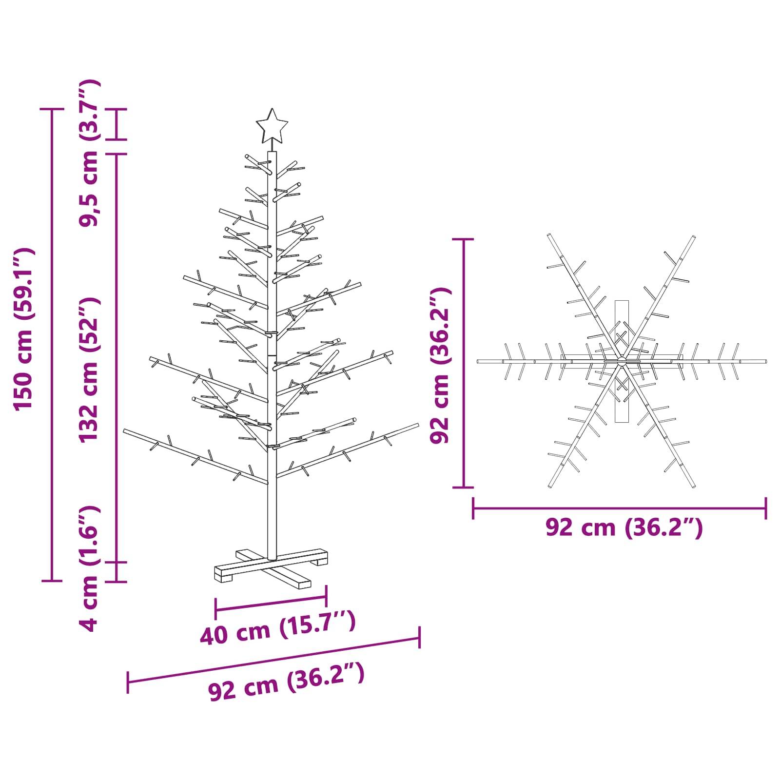 Vidaxl - Arbre de Noël en bois Marron 150 cm Bois de pin massif vidaXL 42018061 - Image 3