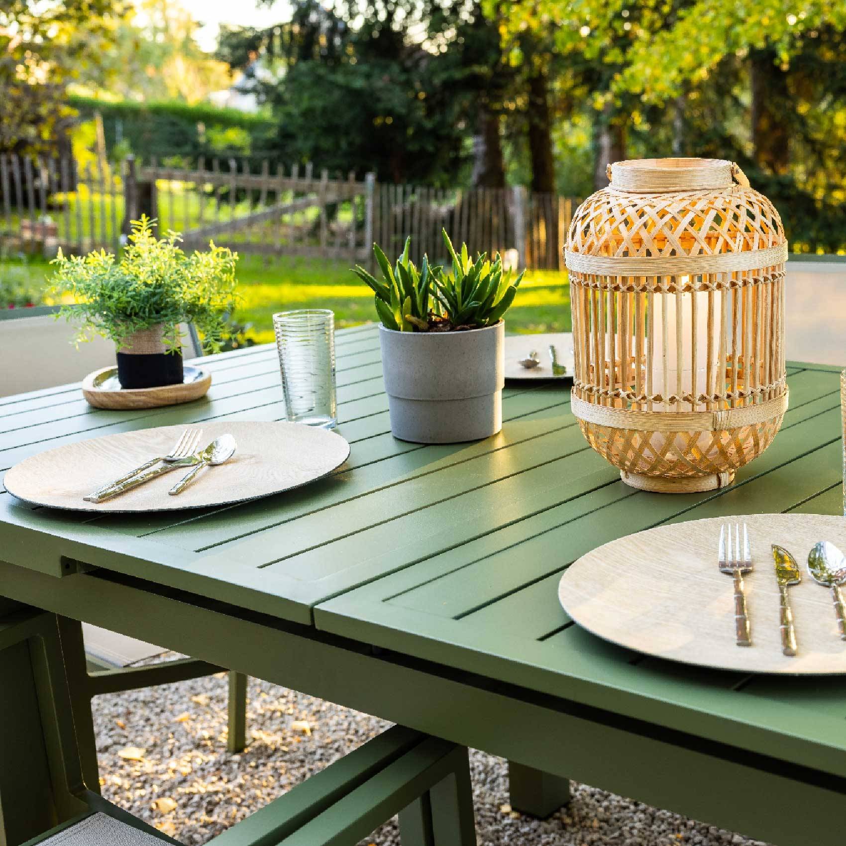 Table de jardin extensible 8/10 personnes - JARDILINE - Aluminium - Vert Olive - Image 3