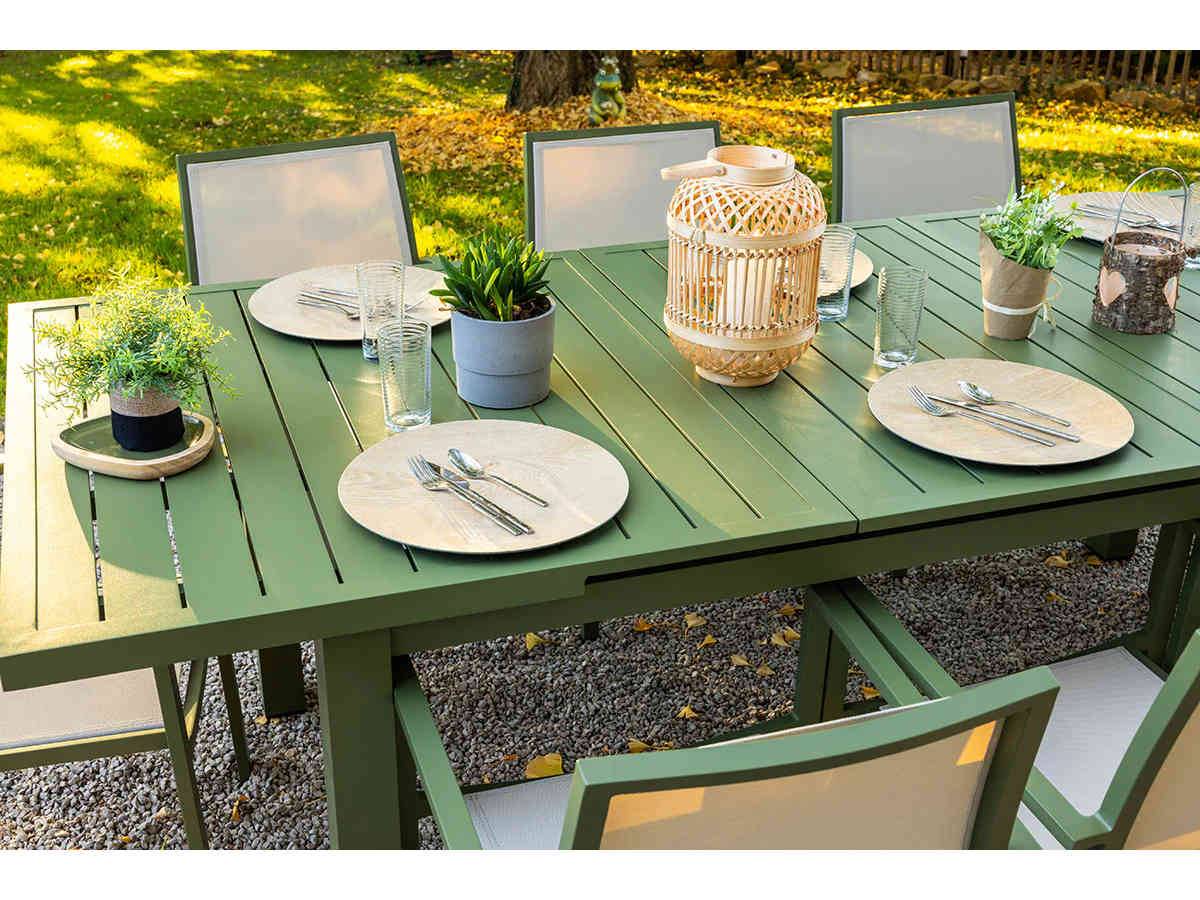 Table de jardin extensible 8/10 personnes - JARDILINE - Aluminium - Vert Olive - Image 5