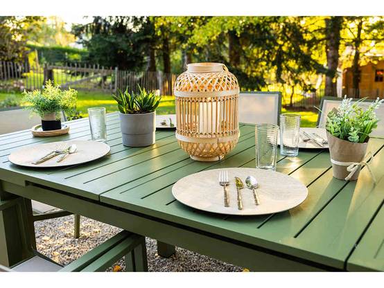 Table de jardin extensible 8/10 personnes - JARDILINE - Aluminium - Vert Olive - Image 4