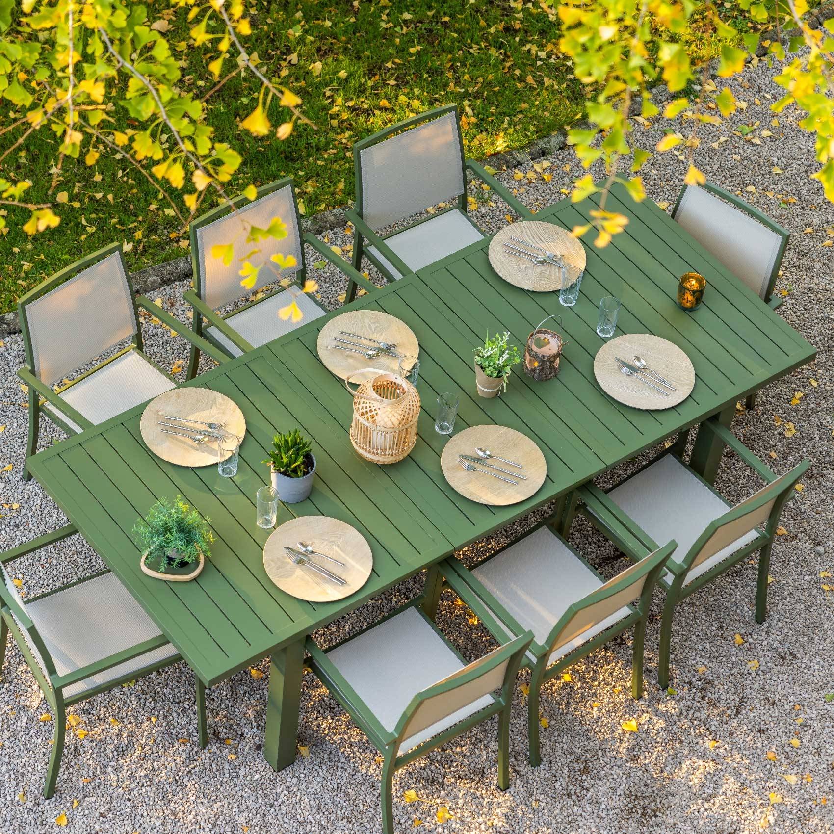 Table de jardin extensible 8/10 personnes - JARDILINE - Aluminium - Vert Olive - Image 1