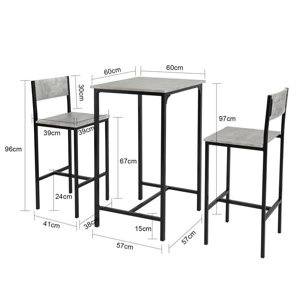 Sobuy - Ensemble Table de Bar + 2 Chaises de Bar Table Mange-Debout Table Haute Cuisine Set de Table + 2 Tabourets de Bar avec Repose-Pieds SoBuy - Imagen 3