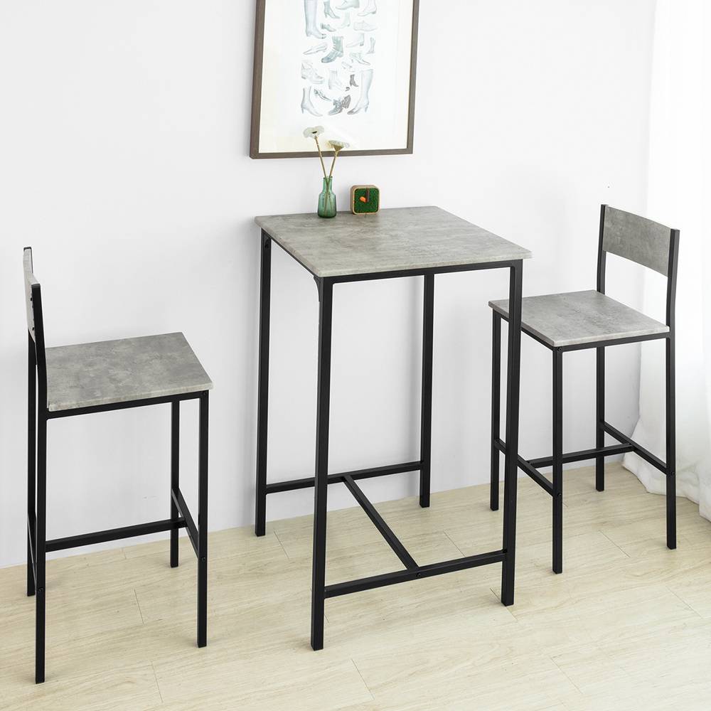 Sobuy - Ensemble Table de Bar + 2 Chaises de Bar Table Mange-Debout Table Haute Cuisine Set de Table + 2 Tabourets de Bar avec Repose-Pieds SoBuy - Imagen 8