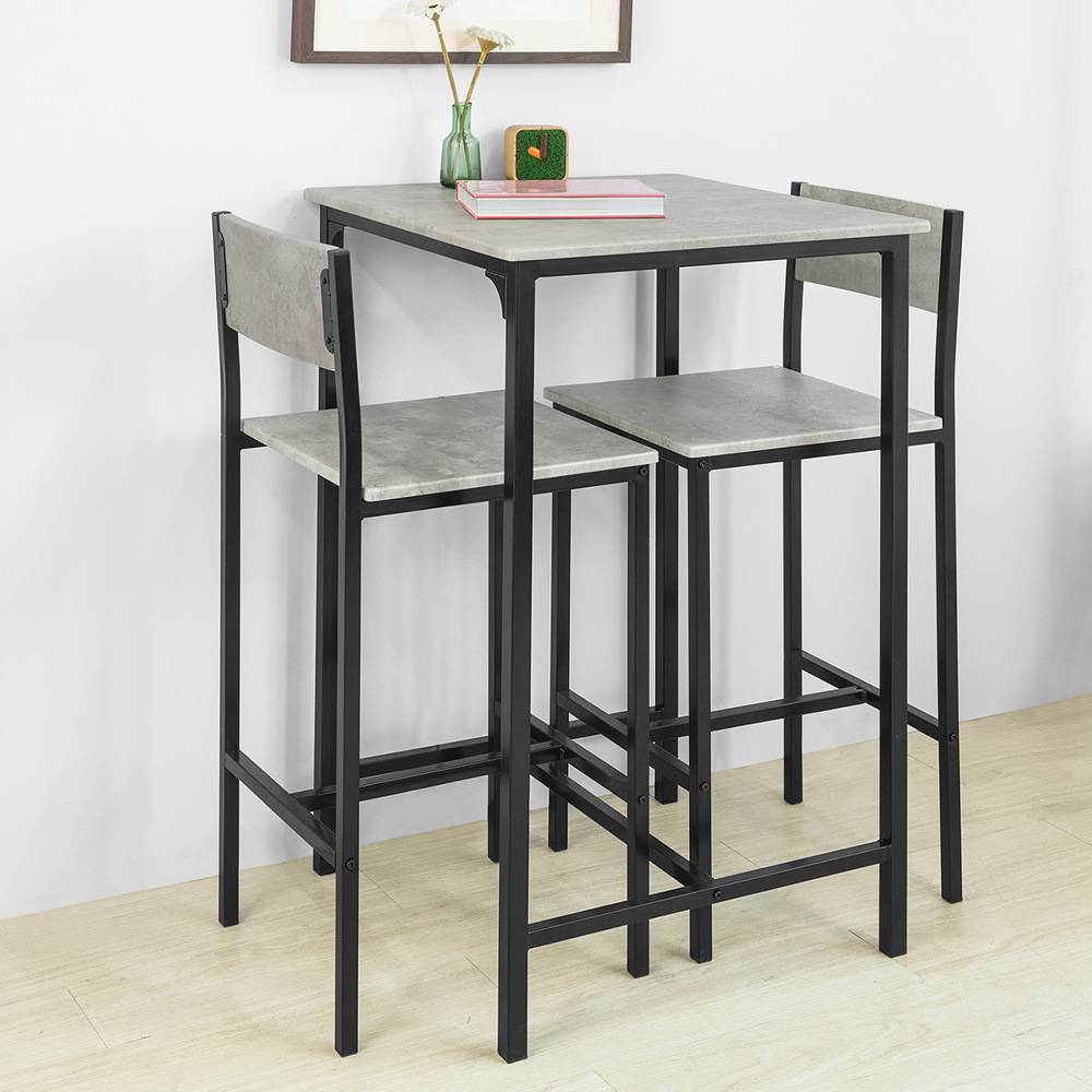 Sobuy - Ensemble Table de Bar + 2 Chaises de Bar Table Mange-Debout Table Haute Cuisine Set de Table + 2 Tabourets de Bar avec Repose-Pieds SoBuy - Imagen 10