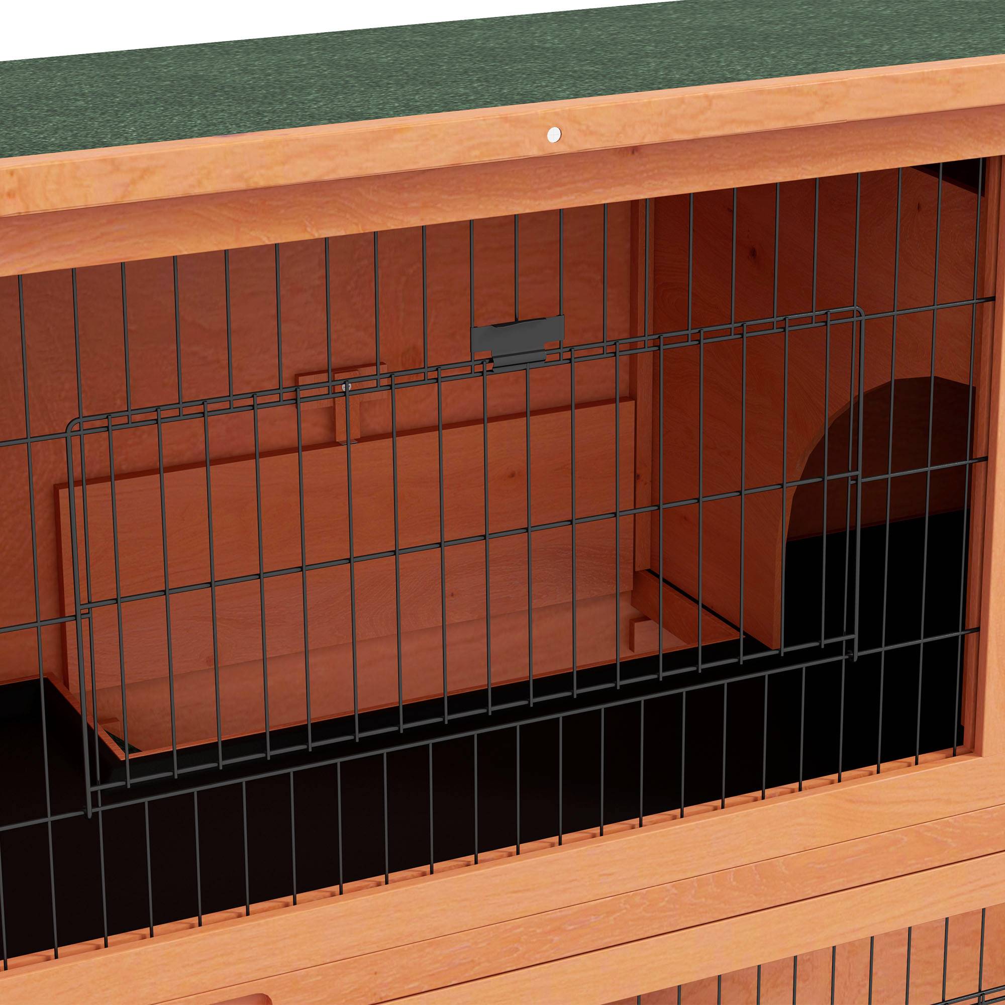 Cage petits animaux maison rongeurs, résistante intempéries, 2 bacs, 123 x 63 x 112 cm, orange - Image 10