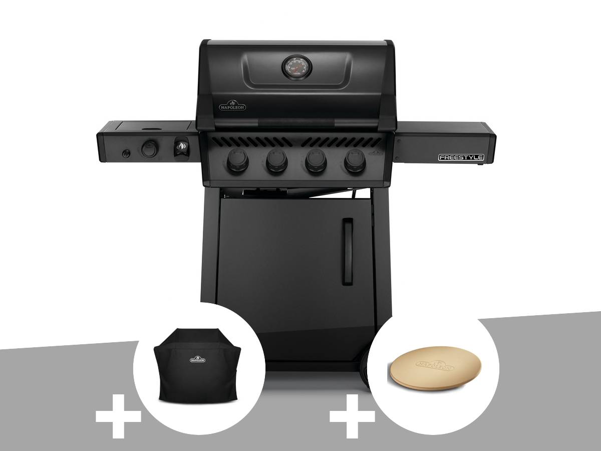 Napoleon - Barbecue à gaz Phantom Freestyle 425 SIB noir mat 4 brûleurs + Housse de protection + Pierre à pizza ronde - Napoleon - Imagen 1