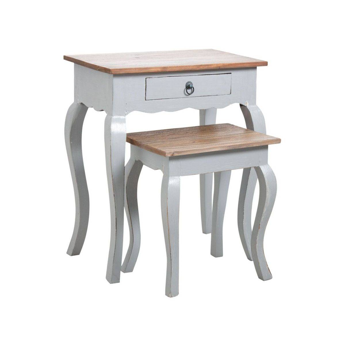 Aubry Gaspard - Tables gigognes en bois gris antique - Imagen 1