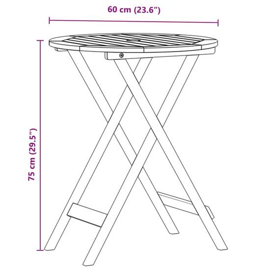 Salon de Jardin 2 Personnes Bois et Polypropylène Pliant pour Terrasse Balcon Gris Table Ronde Ø60cm – ComfortXL Outdoor Living - Image 5