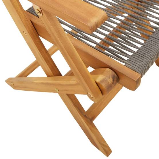 Salon de Jardin 2 Personnes Bois et Polypropylène Pliant pour Terrasse Balcon Gris Table Ronde Ø60cm – ComfortXL Outdoor Living - Image 9