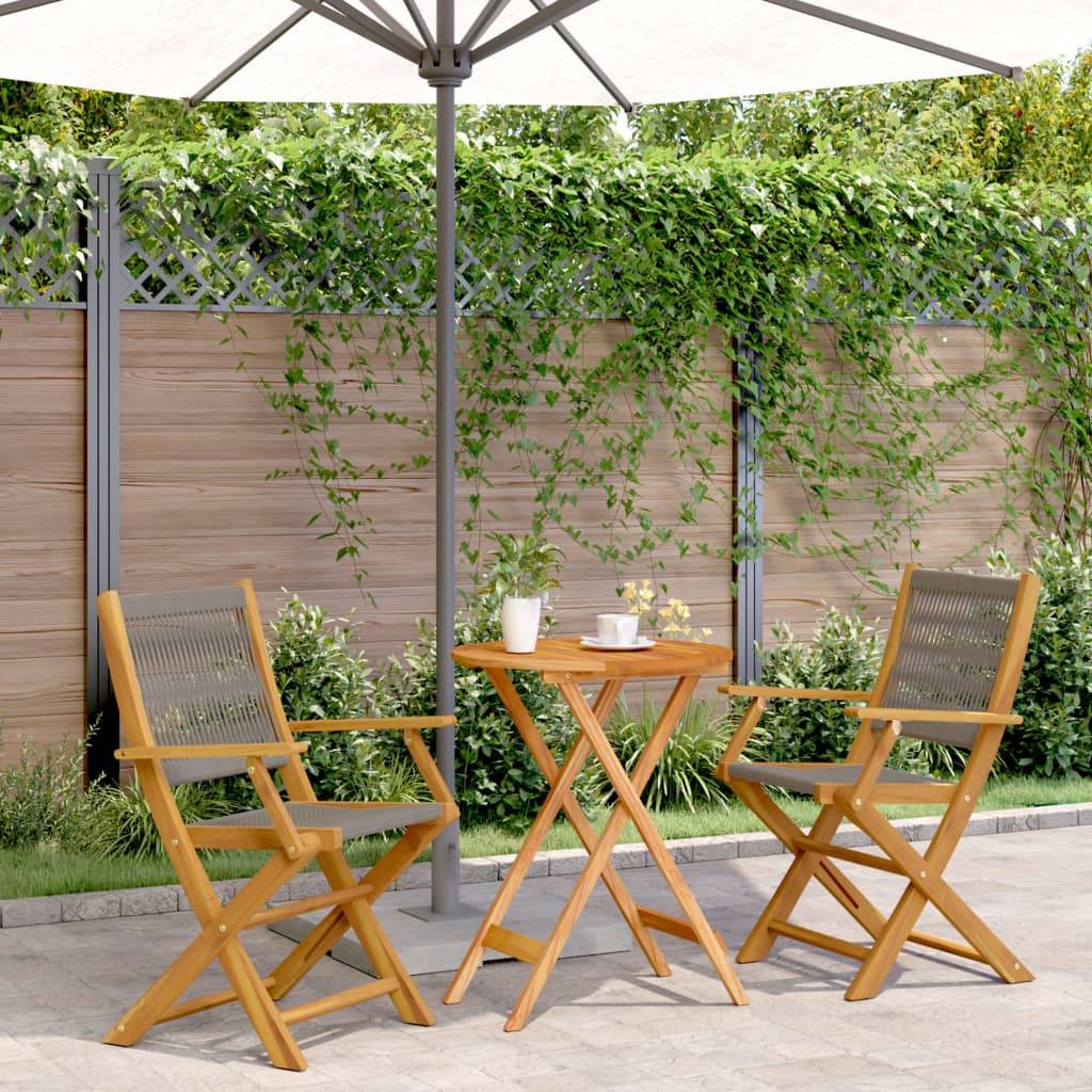 ComfortXL - Salon de Jardin 2 Personnes Bois et Polypropylène Pliant pour Terrasse Balcon Gris Table Ronde Ø60cm – ComfortXL Outdoor Living