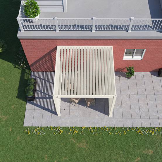 Ombrea - Pergola bioclimatique Ombréa adossée VS 3x3M Blanc + 1 store - Image 3