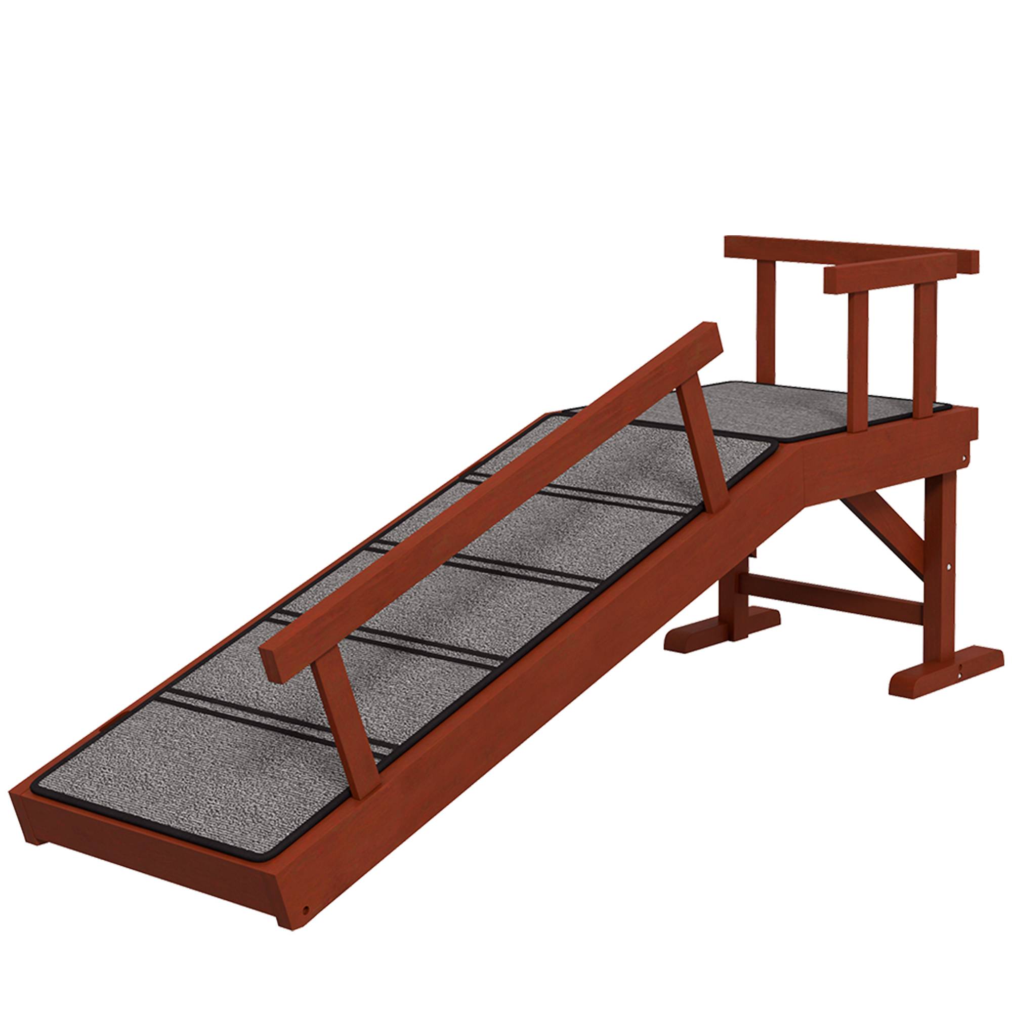 Rampe pour chien, rampes amovibles, antidérapante, bois, jusqu'à 30 kg, 125x40x56cm, marron/gris - Image 2
