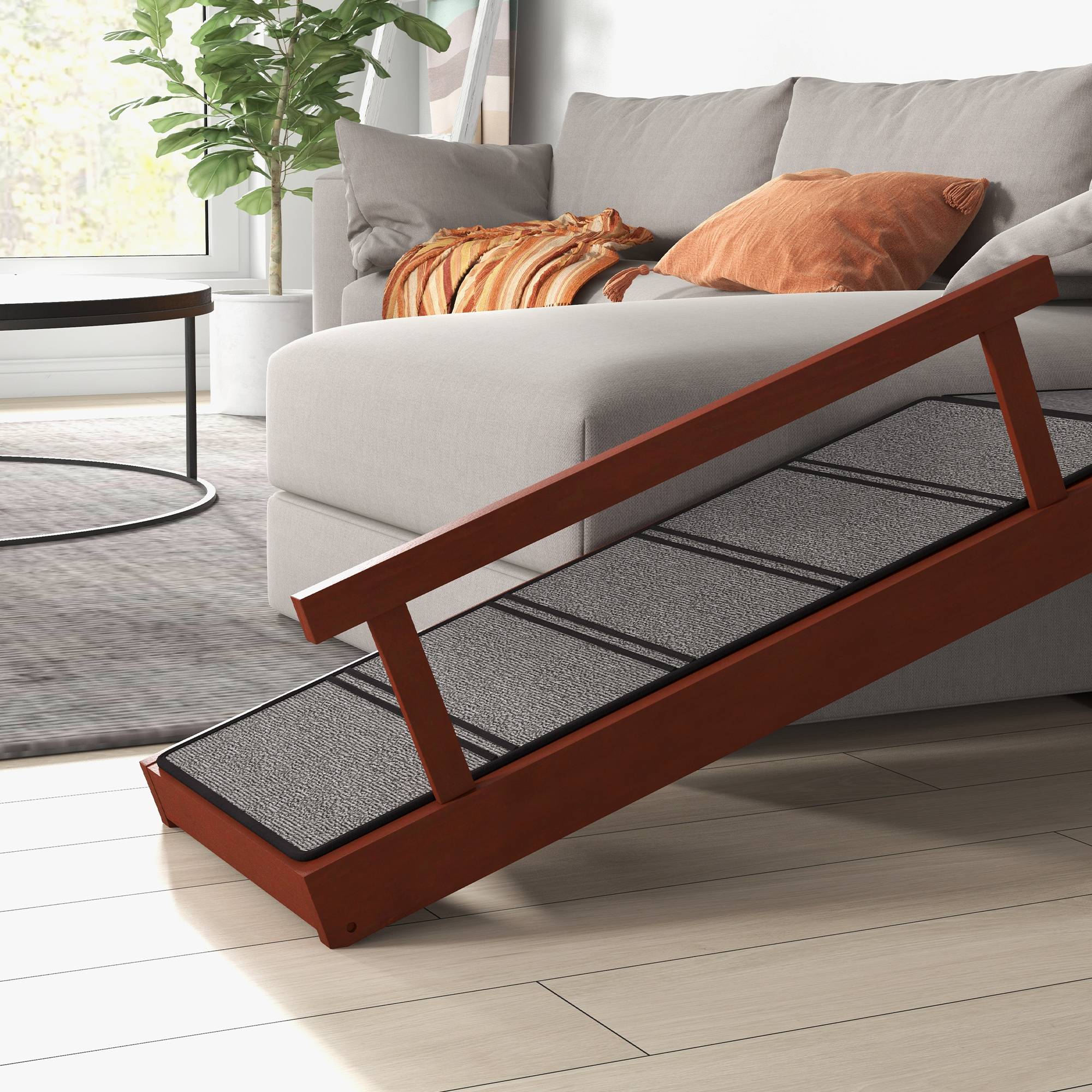 Rampe pour chien, rampes amovibles, antidérapante, bois, jusqu'à 30 kg, 125x40x56cm, marron/gris - Image 10