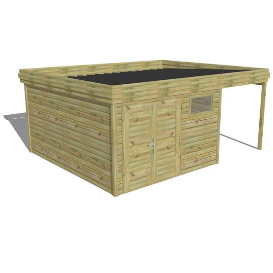 Abri Français - ABRI DE JARDIN bois Pin traité autoclave 27mm - 5,44x4,34m / 24m2 - Bac acier - Abri Français - Image 1