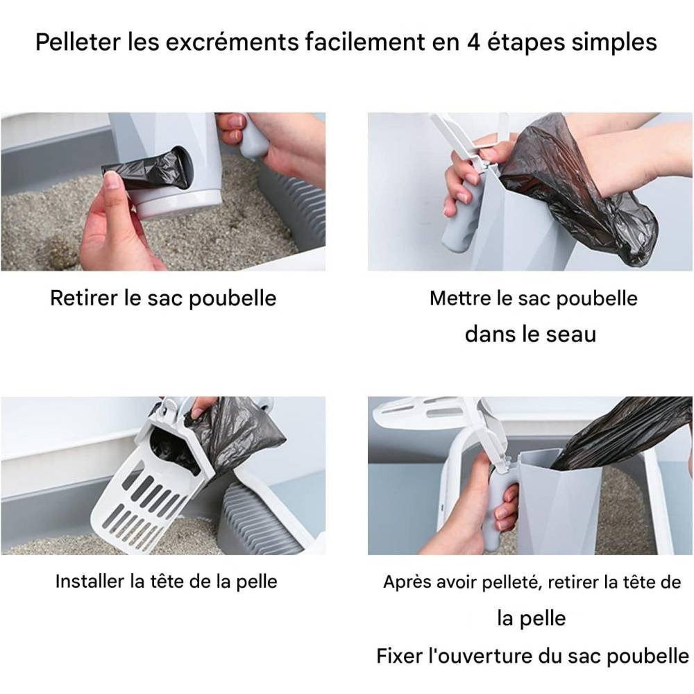 Pelle À Litière Pour Chat ABS Durable Poignée Ergonomique Gris - Lytech - Image 2