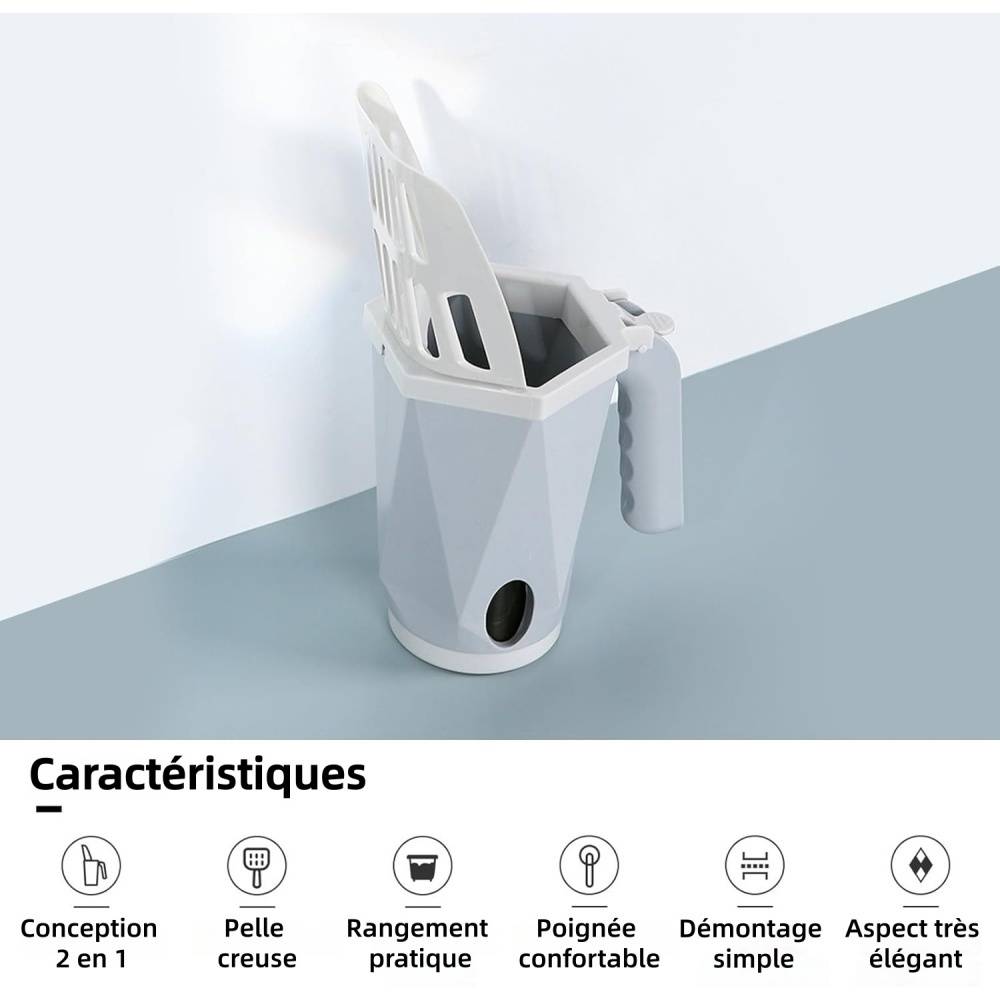 Pelle À Litière Pour Chat ABS Durable Poignée Ergonomique Gris - Lytech - Image 4