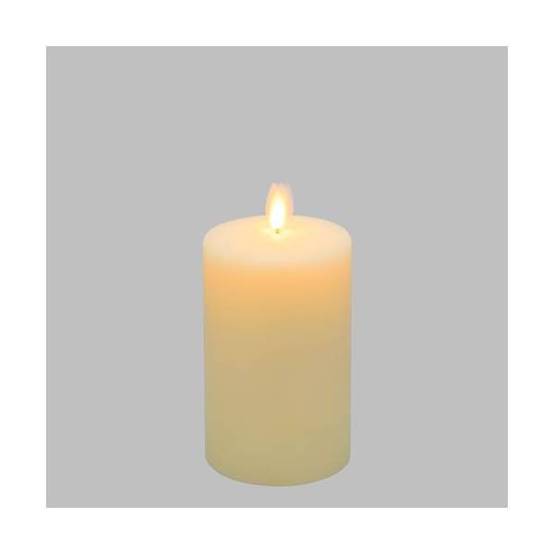 Bougie lumineuse LED cylindrique en cire ivoire flamme vacillante piles 12,5cm Timer blanc chaud Lotti - Image 4
