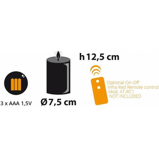 Bougie lumineuse LED cylindrique en cire ivoire flamme vacillante piles 12,5cm Timer blanc chaud Lotti - Image 2